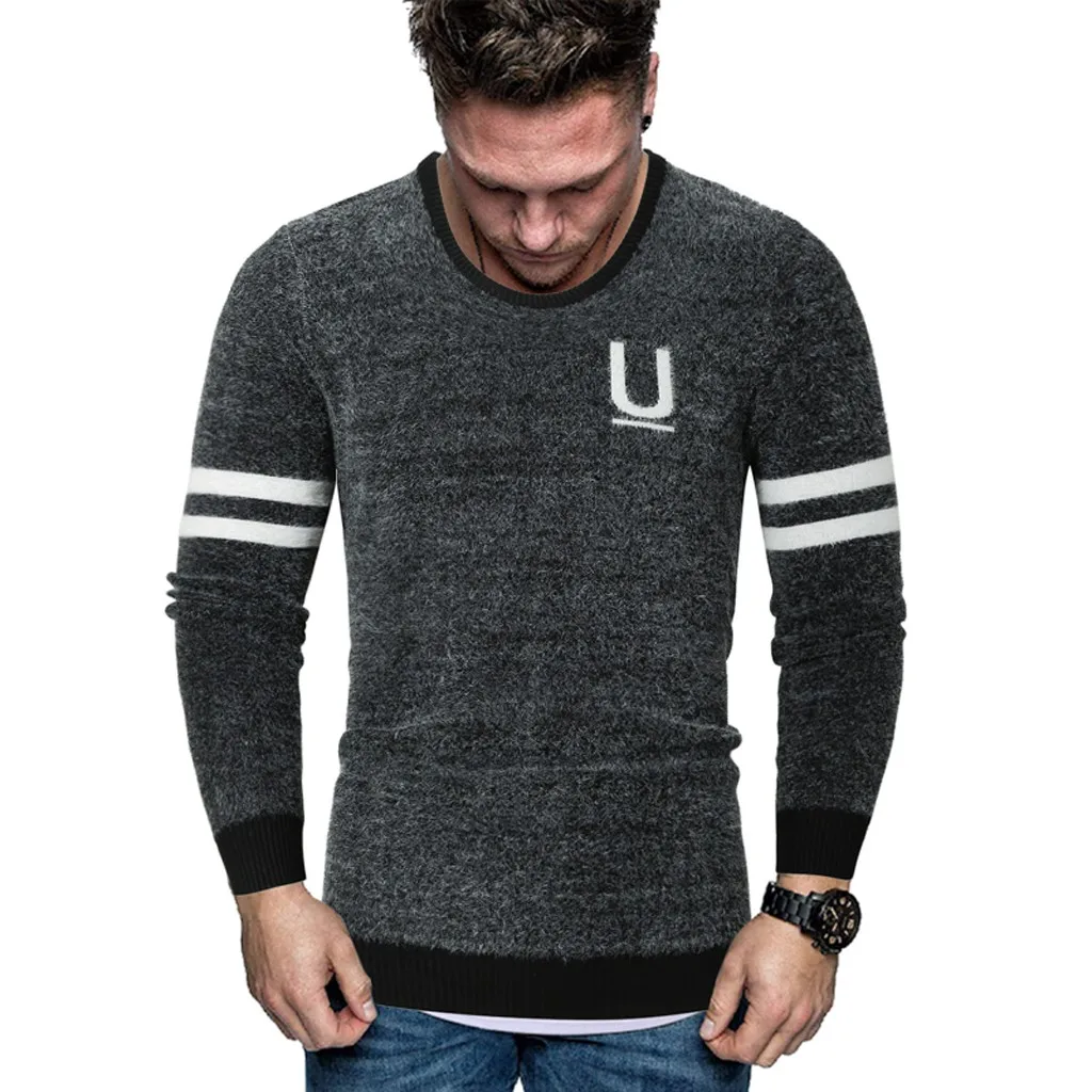 Low Price Loss Sale Men New Autumn Winter Splicing Casual Long Sleeve Knitting Sweaters Tops High Quality Drop Shipping