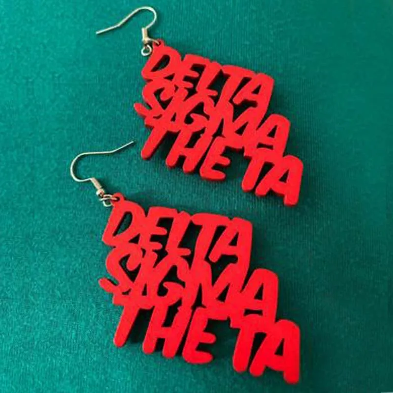 

Greek DST Letter sorority African Natural wooden Delta Sigma Theta letters Earrings