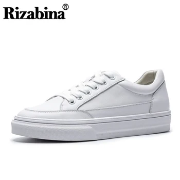 

Rizabina Women Sneakers Real Leather Fashion Lace Up Flats Shoes Women Round Toe Casual Daily Shoe Lady Home Footwear Size 35-39