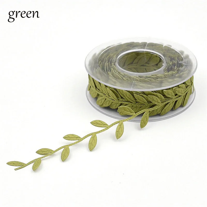 

15Meter/Roll Green Christmas Gift Ribbons Wedding Decorations 25mm DIY Handmade Satin Ribbon Leaf Gifts Card Wrapping Supplies