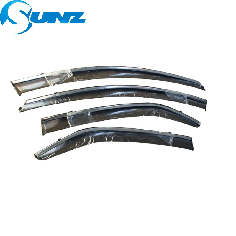 Smoke Side window deflectors rain guards For KIA FORTE- Rain guards Sun Shade Awnings Shelters Guards SUNZ - Цвет: chrome strip