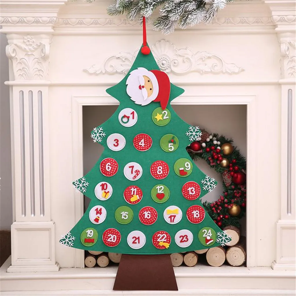 

New Christmas Tree Calendar Ornaments Advent Calendar Xmas For Child Gifts Door Wall Hanging Christmas pendant Advent Calendar