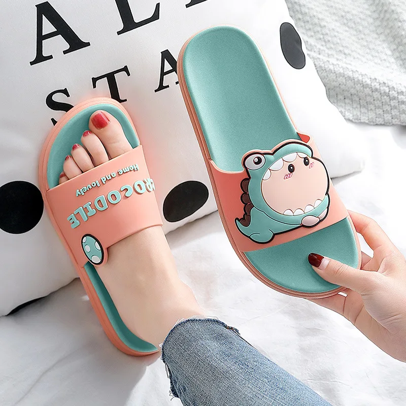 Women Cartoon Slippers Bathroom Sandals Anti-slip Shower Slides Indoor Shoes 