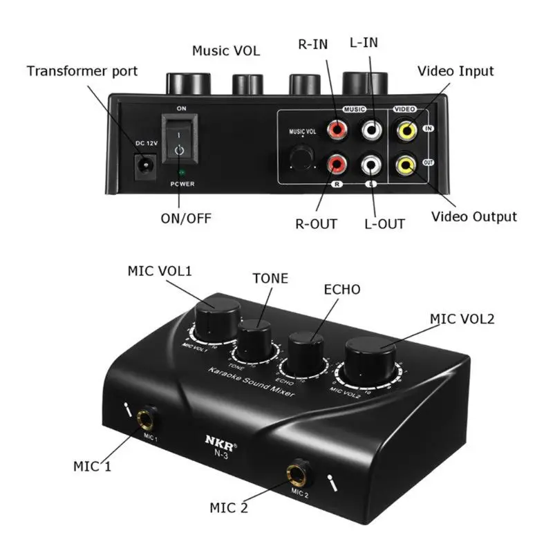 

Karaoke Sound Mixer Professional System Portable Mini Digital Sound US plug
