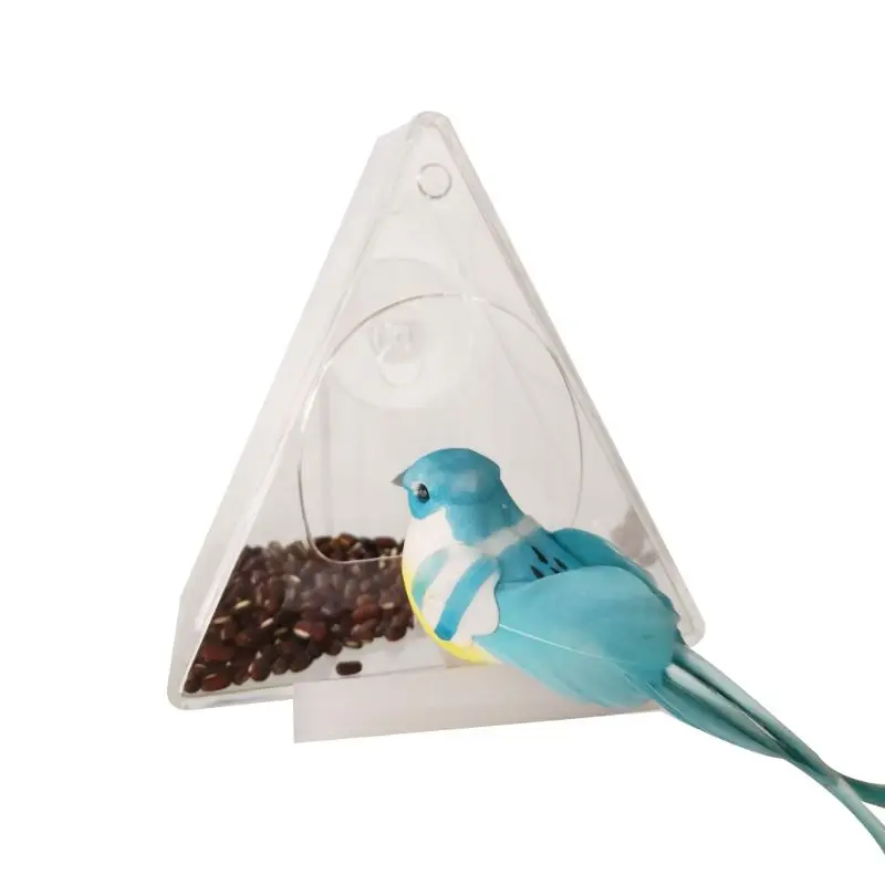 

2020 New Transparent Acrylic Pet Bird Feeder Hanging Suction Adsorption Feeding Device
