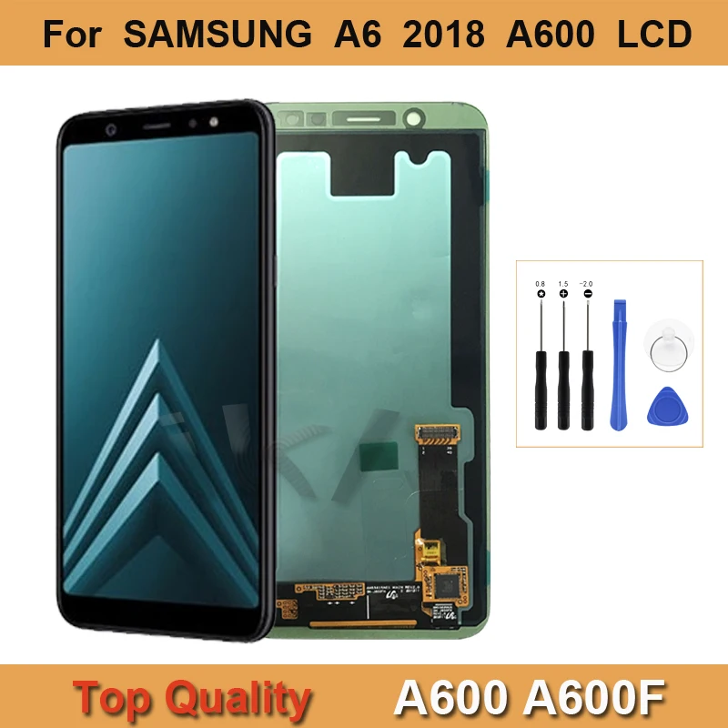 

AAA + качественный дисплей A6 A600F, сенсорный дигитайзер, запасные части для SAMSUNG Galaxy A6 2018, зеркальная панель, ремонт жк-экрана в сборе