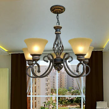 

110V/220v E27 Wrought Iron Chandelier Suspension Antique Led Vintage Home Lighting Room Chandeliers for Kitchen