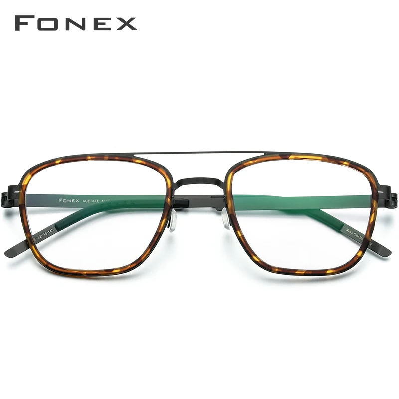 FONEX очки из ацетатного сплава, мужские винтажные квадратные очки для близорукости, оправы для очков, женские очки без винтов по рецепту, 98628