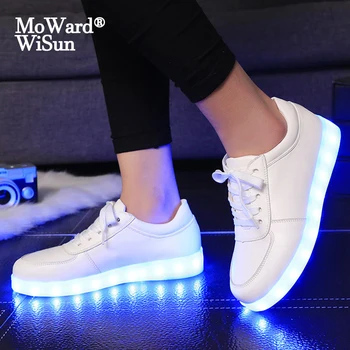 

Size 35-44 Glowing LED Shoes for Women Men Luminous Sneakers with Light up sole Adult Shoes with Lights USB Charging Led tenis