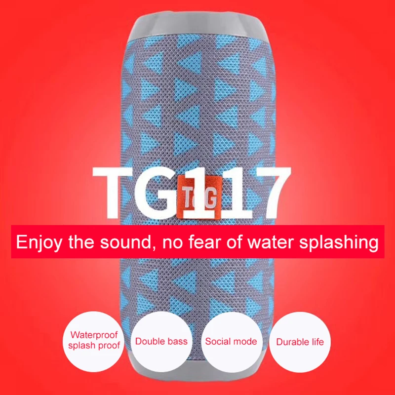 TG117 Waterproof Portable Wireless Column Loudspeaker Box Support TF Card FM Radio Aux Input Bluetooth Hifi Speaker