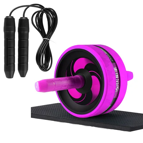Ролик для брюшного пресса Скакалка Ab ролик с наколенником домашний офис тренажерный зал фитнес тренировка оборудование колесо без шума - Цвет: Purple with Rope