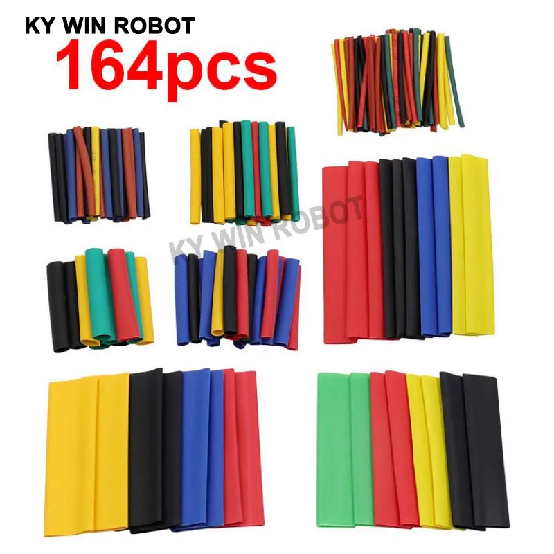 Thermoresistant Tube Heat Shrink Wrapping KIT Termoretractil Shrinking Tubing Assorted Pack Wire Cable Insulation Sleeve 164pcs heat shrink tubing