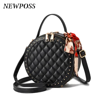 

HOT Circular Design Fashion Women Shoulder Bag Leather Women's Crossbody Messenger Bags Ladies Purse Female Round Bolsa Handbag