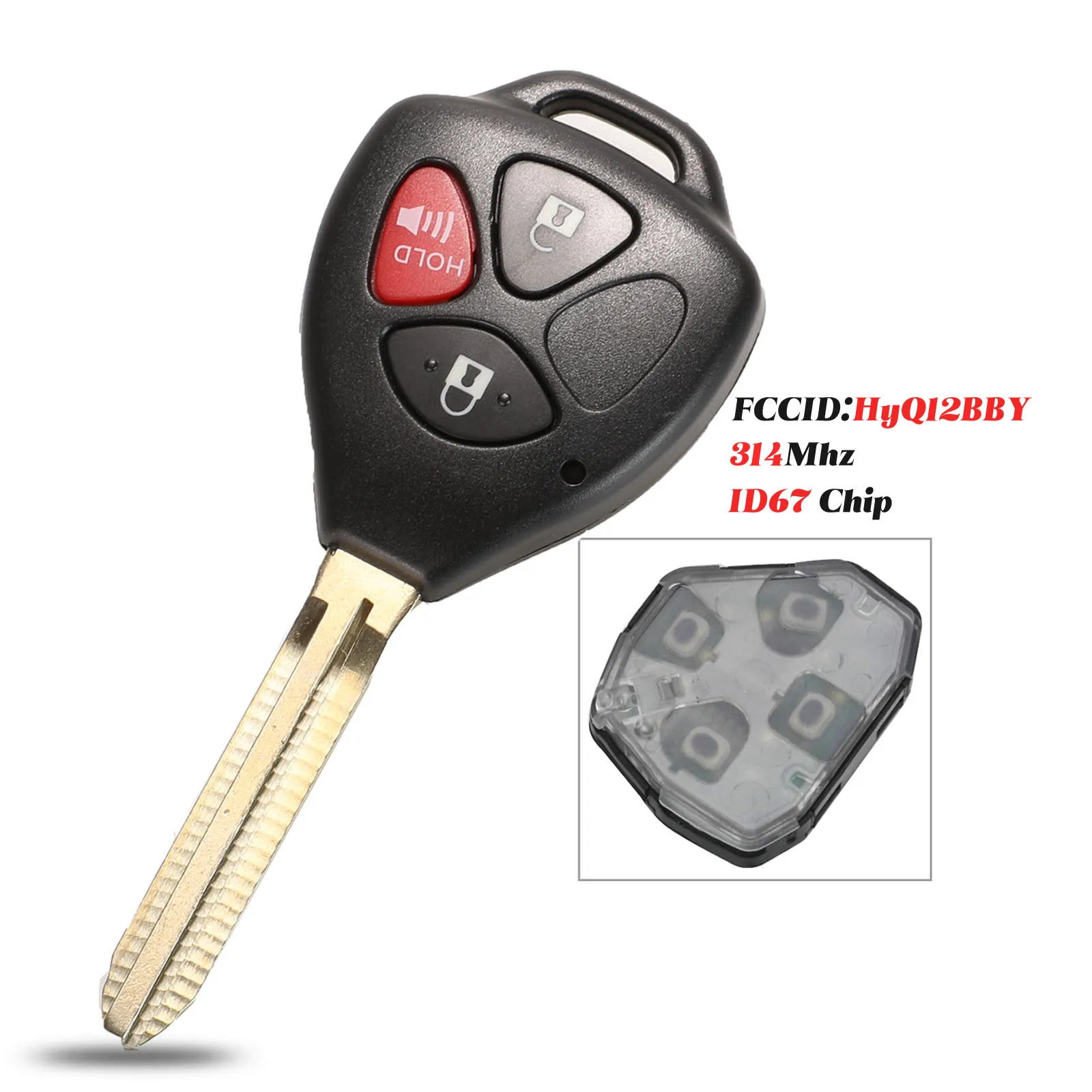 Чехол для ключей jingyuqin HyQ12BBY 314 МГц с чипом ID67 3 кнопки Toyota RAV4 Yaris Venza Scion tC/xA/xB/xC |
