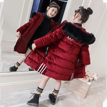 

Children Winter Jacket Girls Parka Velvet Fashion Thick Cotton Outerwear Outdoor Warm Jackets Teen Snowwear Kids Coats with Fur