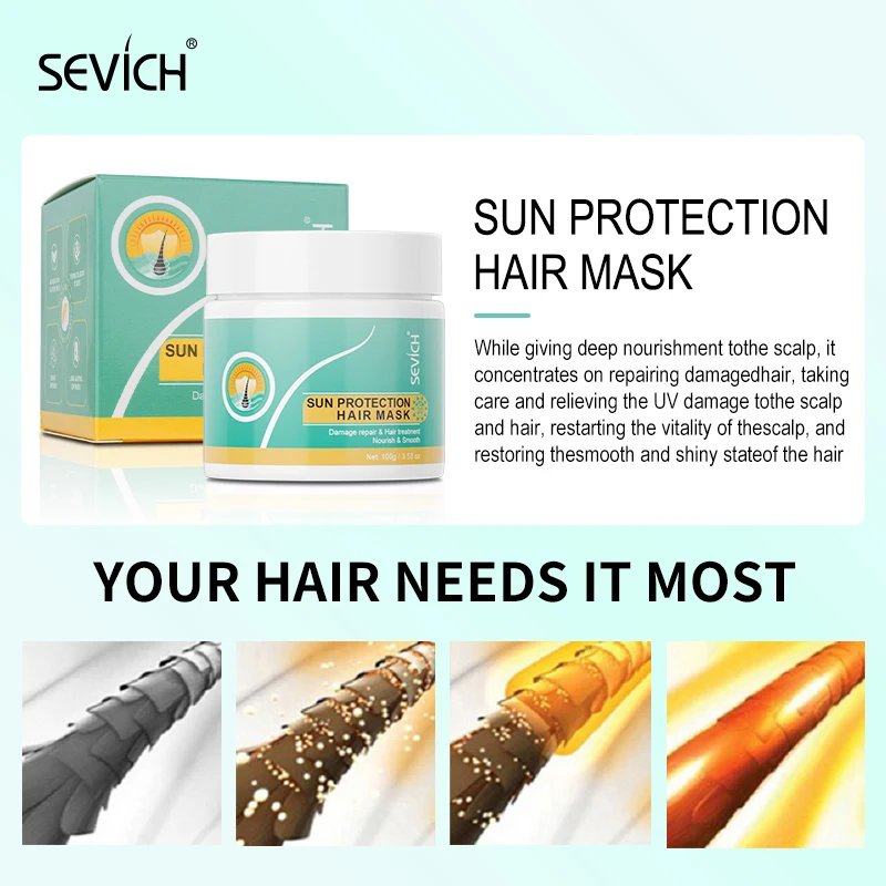 Sevich Hair Mask Sun Protection Anti-UV Sun Protection Smoothing Treatment Mask Repairs Damage Restore Soft Hair for All