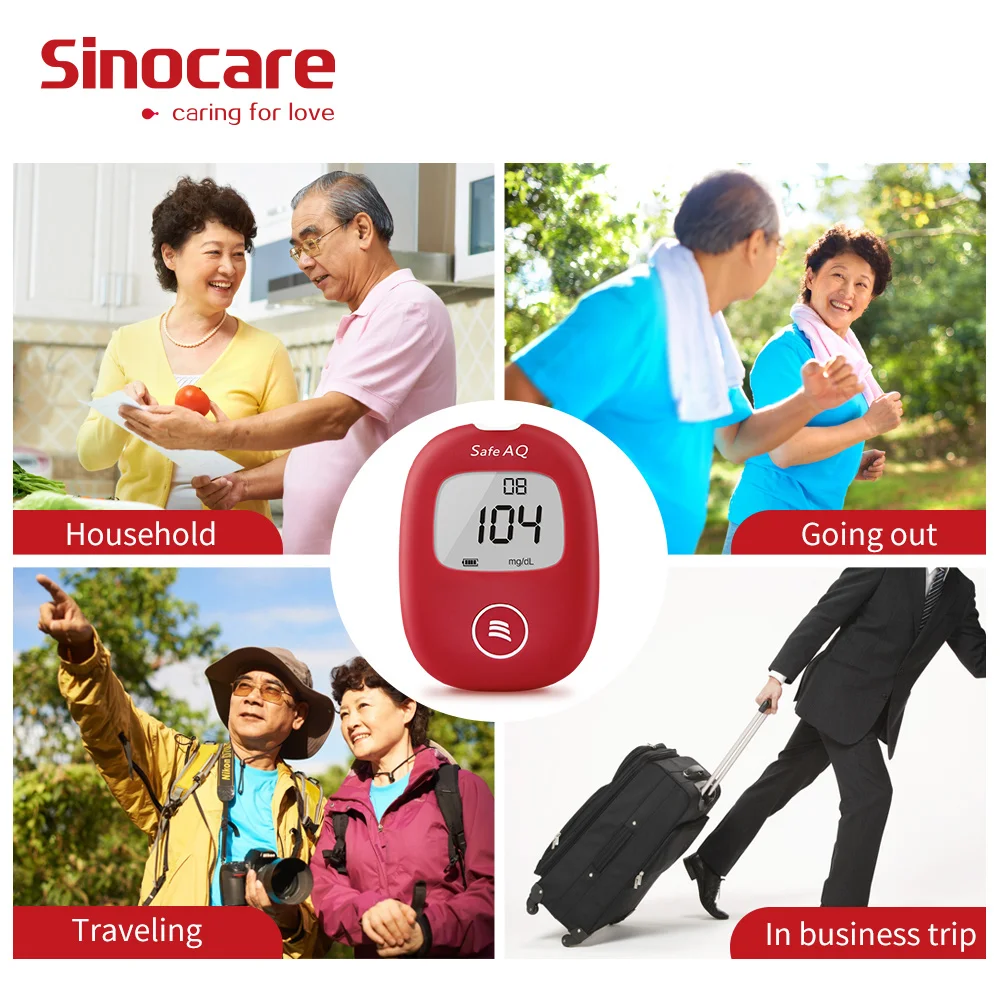 Sinocare Safe AQ умный глюкометр крови глюкометр и тест-полоски иглы сахарный монитор диабетический тестер Домашний медицинский прибор