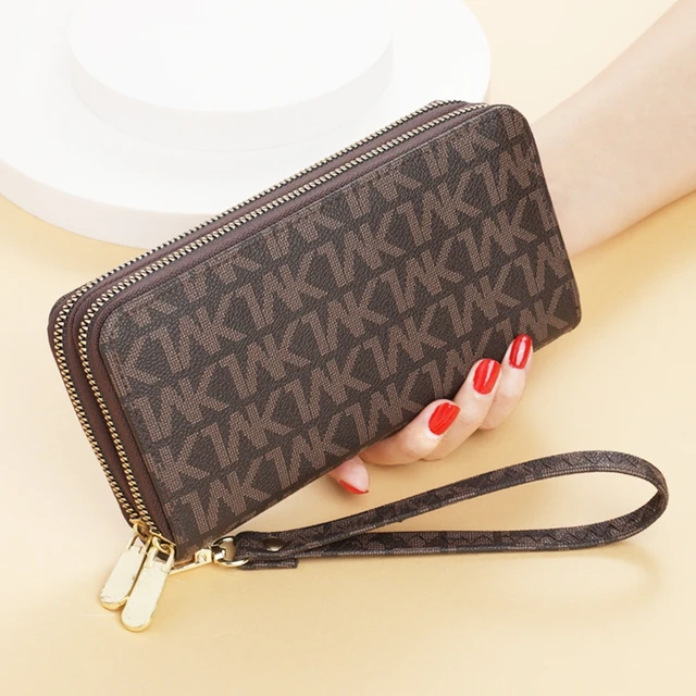 Women long wallets double zipper clutches purse big letter fashion wristlet wallet phone portfel damski card holder lady wallets