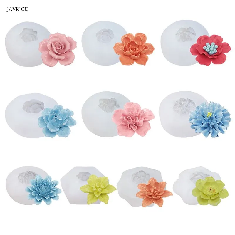

DIY Crystal Epoxy Mold 3D Flower Shape High Mirror Silicone Mould Aroma Scented Candle Cake Decoration Baking Making Molds