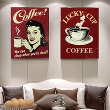 Vintage divertido café cartel de bebidas clásico Retro Vintage decoración en papel Kraft DIY pared pegatina pósteres decorativos para casa o Bar regalo