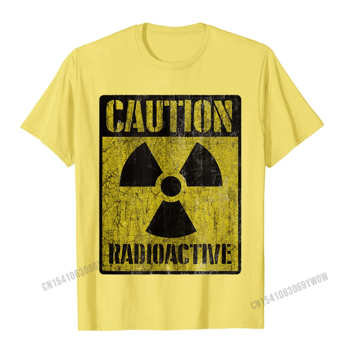Printing T-shirts Hip Hop Crewneck Normal Cotton Men Tops Tees Funny Short Sleeve Tee Shirt Free Shipping Grunge Caution Radioactive T Shirt - Distressed T-Shirt__1098 yellow
