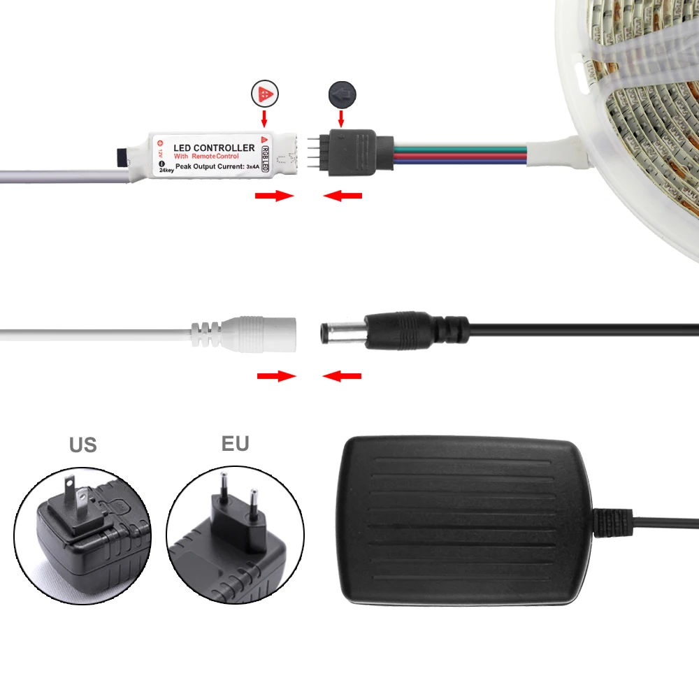 5 м Водонепроницаемая Rgb Светодиодная лента с дистанционным Epistar 60 шт./м SMD 2835 12 В светодиод Rgb лента Tiras Светодиодная лента водонепроницаемая