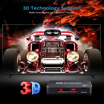 

4K HDR HDMI Switch,5 Ports 4K 60Hz HDMI 2.0 Switcher Selector with IR Remote, Supports Ultra HD Dolby Vision