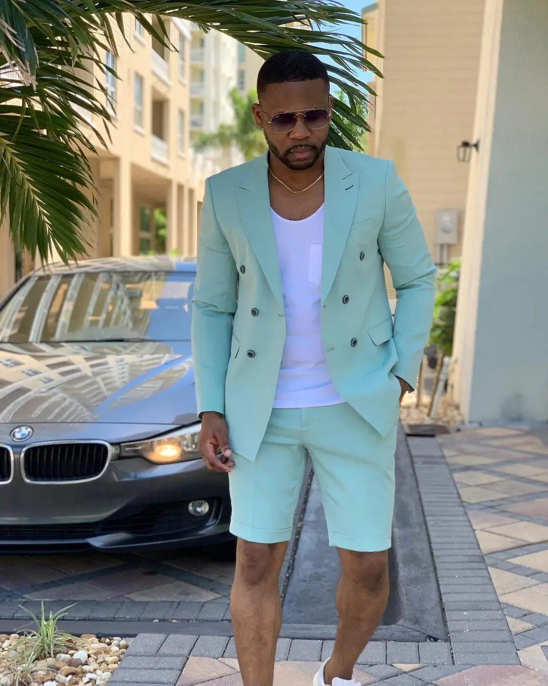 Light Green Summer Short Suits For Men 