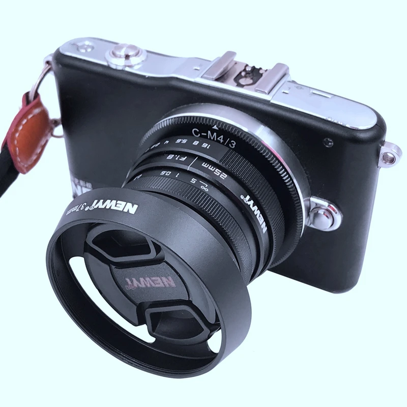 OPQ-Newyi 25Mm F/1.8 Cctv Mini Lens for All M4/3 / Mft Mount Mirror Camera& Hood Adapter 7 in 1 Kit