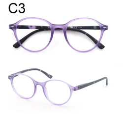 Elegant Multicolor Round Reading Glasses for Women with Spring Hinges (M.Purple)