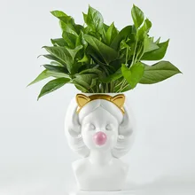 Креативная художественная ваза для цветов, украшение для дома, портретная скульптура, голова вазы, жевательная резинка, аксессуары для цветочной композиции