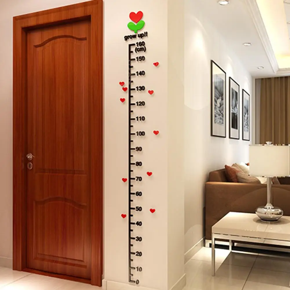Акриловые милые Мультяшные инструменты для измерения высоты наклейка на стену с