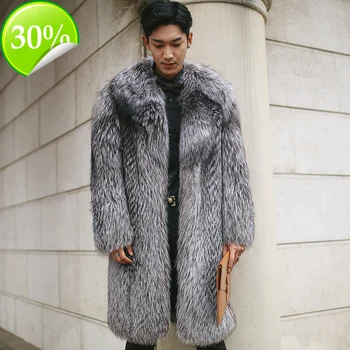 

Coat Fur Men's Winter Jacket Long Real Fur Coat Men Natural Fox Fur Coats and Jackets Luxury Coat Warm Outerwear 2020 16148