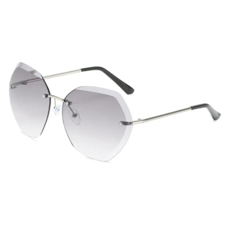 RBENN Роскошные модные солнцезащитные очки без оправы женские дизайнерские солнцезащитные очки для дам Dimond резка красочные светозащитная бленда объектива - Цвет линз: Silver Gradient Grey