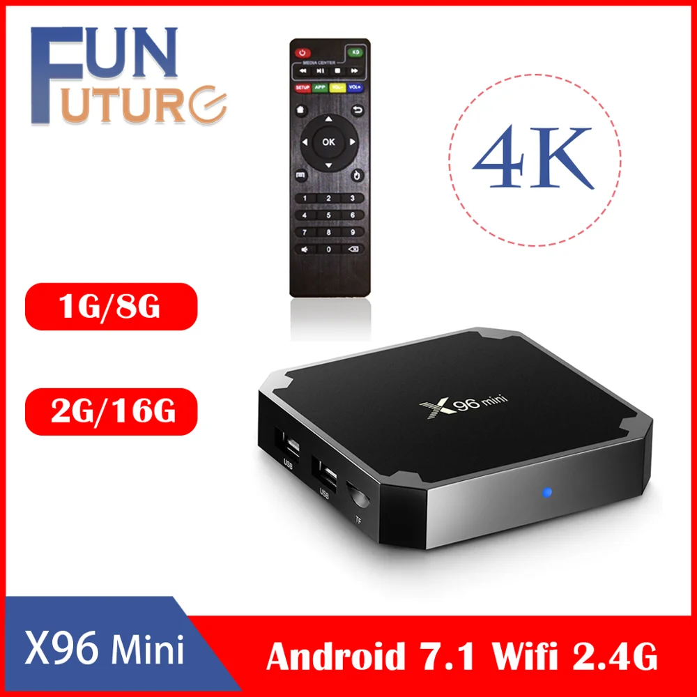 ТВ-приставка x96mini Android 7 1 2 + 16 ГБ Amlogic S905W 4 ядра ГГц Wi-Fi | Электроника