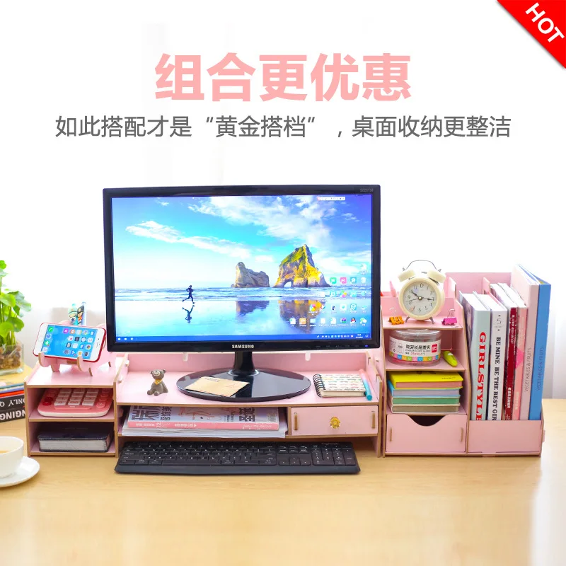 

Desktop PC Monitor Screen Extra High Rack Office Desktop Storage Holder Pad High Base Storage Organizing Shelf