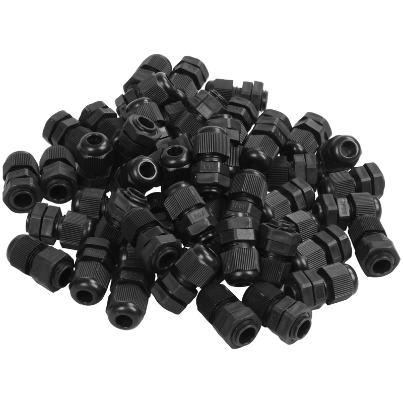 PG7 Nylon Waterproof Strain Relief Cord Grip Cable Gland 3.5-6 mm 50pcs cable gland strain relief bushing
