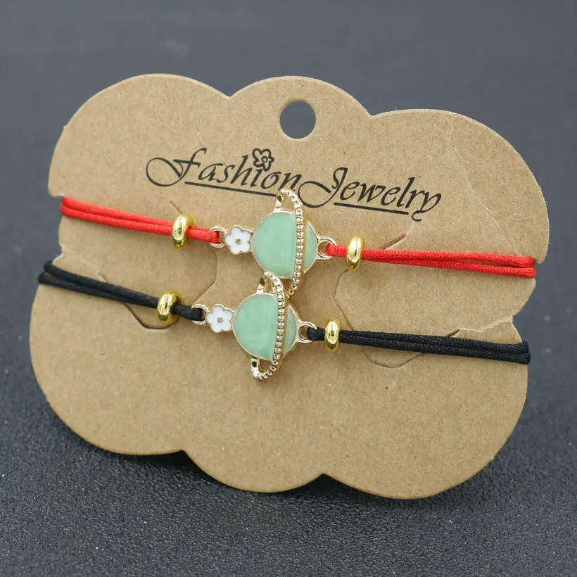 2 шт. ручной работы тонкие красная веревочная нить тесьмой браслеты золото Цвет