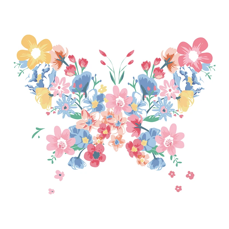 Heat Transfer Vinyl Flower Butterfly Iron On Patch Clothing Diy A-level Thermal Stickers Clothes Striped Easy To Wear