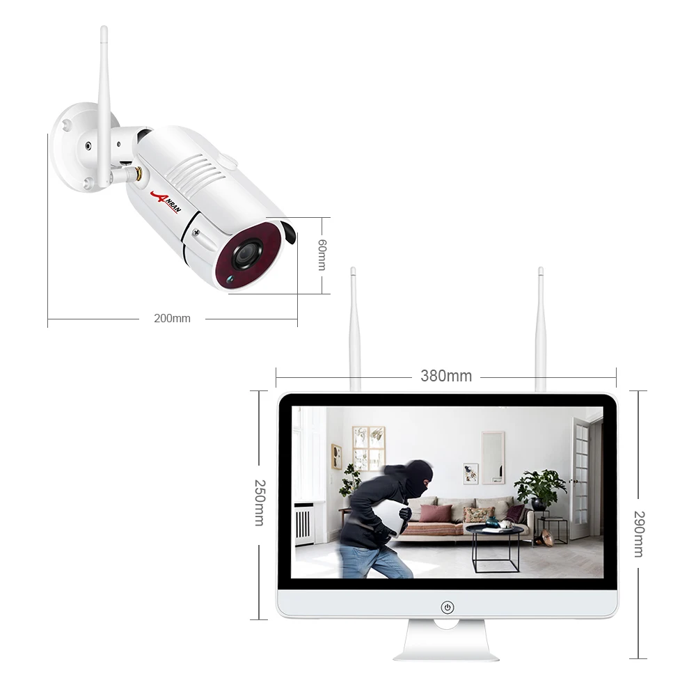 ANRAN 8-канальная камера безопасности 1080P HD 15 дюймов монитор NVR ip-камера уличная камера ночного видения система видеонаблюдения