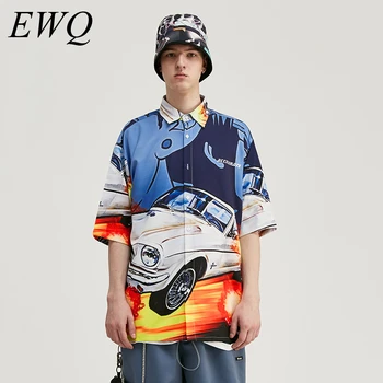 

EWQ / men's wear 2020 summer trend Streetwear personality trendy printing half sleeve shirt male casual oversize tops 9Y1532