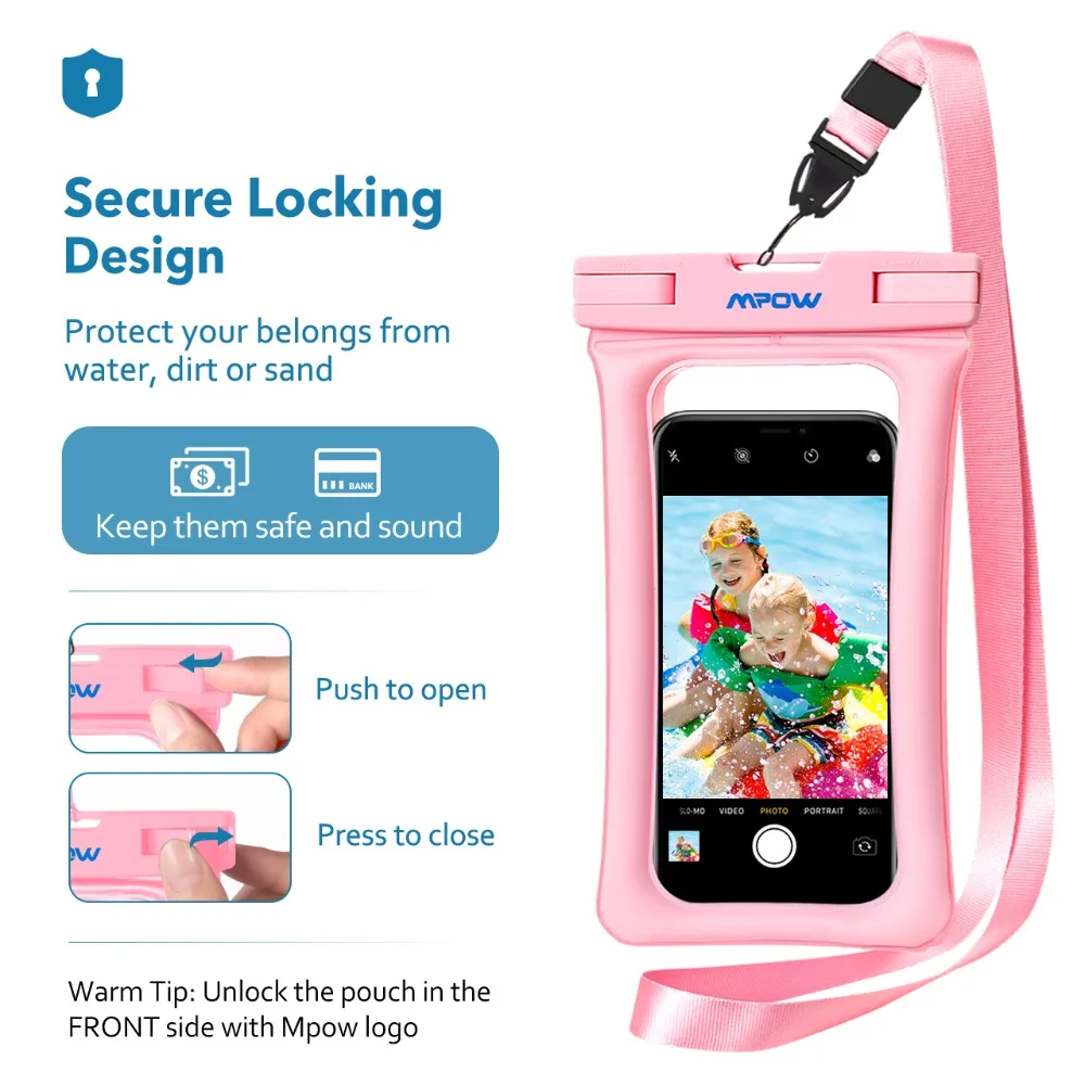Mpow Waterproof Phone Pouch IPX8 Universal Phone Case Pouch Floatable Dry Bag For iPhone X88plus77plus6s66s Plus Samsung (3)