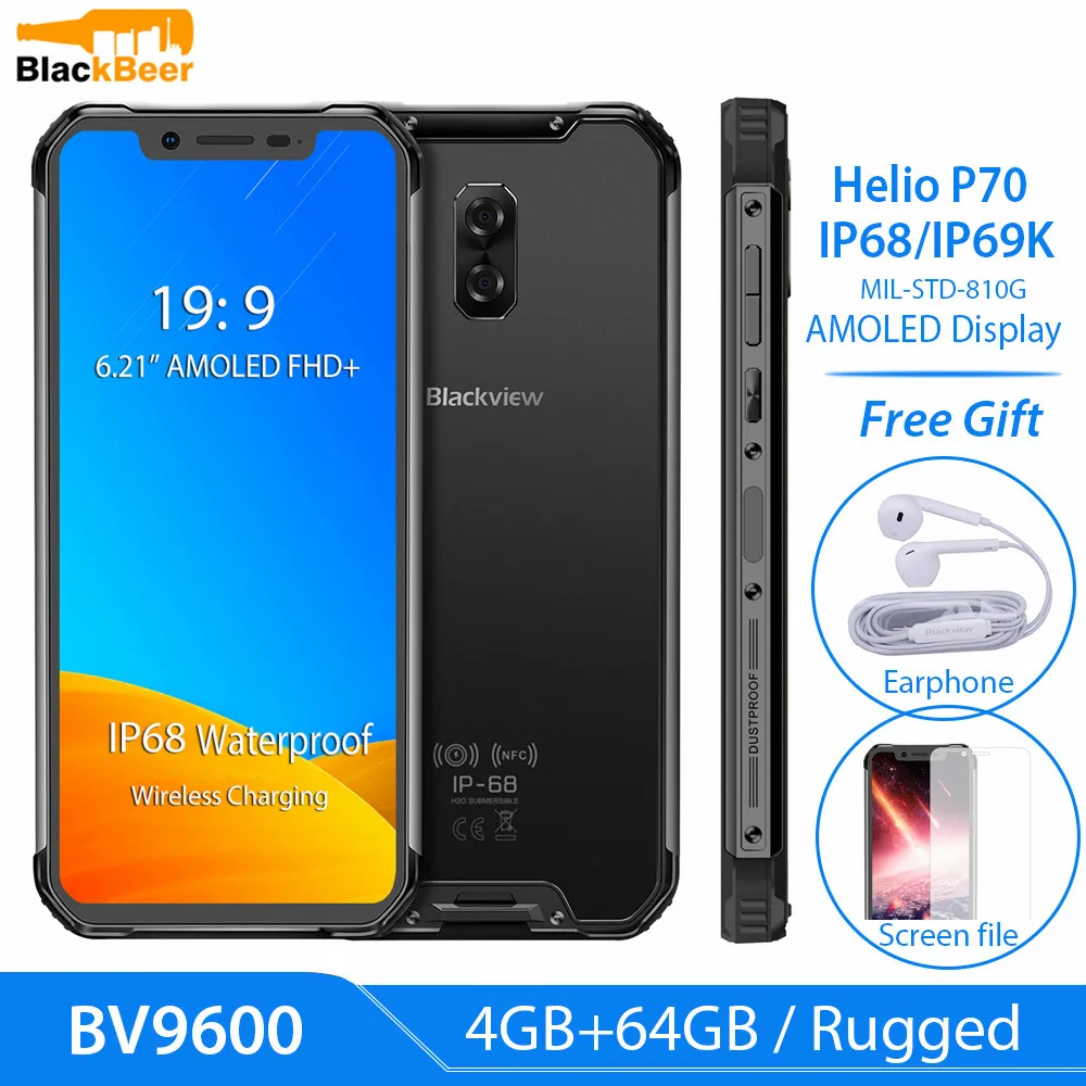 Blackview BV9600 6,2" 19:9 AMOLED мобильный телефон водонепроницаемый IP68 прочный смартфон Helio P70 Octa Android 9,0 мобильный телефон Face ID