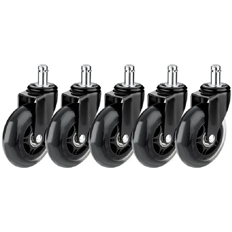 Rodas de cadeira de escritório 5 peças, estilo rollerblade roda castor substituição macio seguro rollers ferragens móveis 2.5 polegadas-0