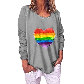 

Women's Fashion Autumn Winter Long-Sleeved Round Neck Rainbow Print Sweater Wholesale Free Ship рубашка женская Z4