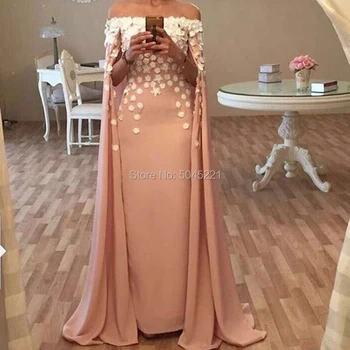 

Vestido De Festa 2019 Chiffon Long Evening Dresses Celebrity Kaftans Turkish Flower Prom Gowns Formal Dress For Dubai Arabic