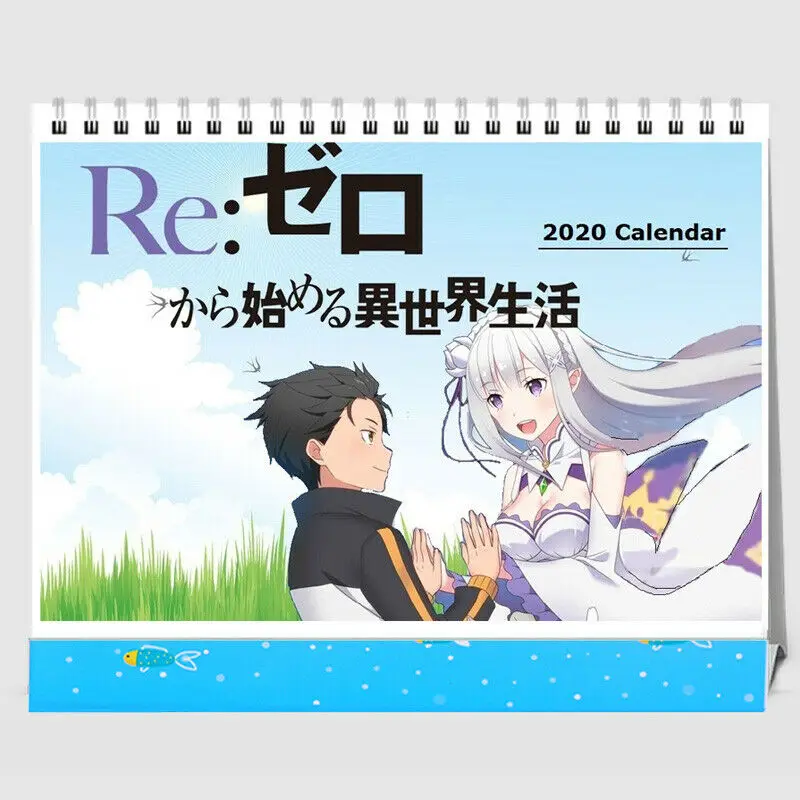 2020 Anime Calendar Re Zero Ram Rem Emilia New Year Desktop Calendar 13 Pages New Year Aliexpress
