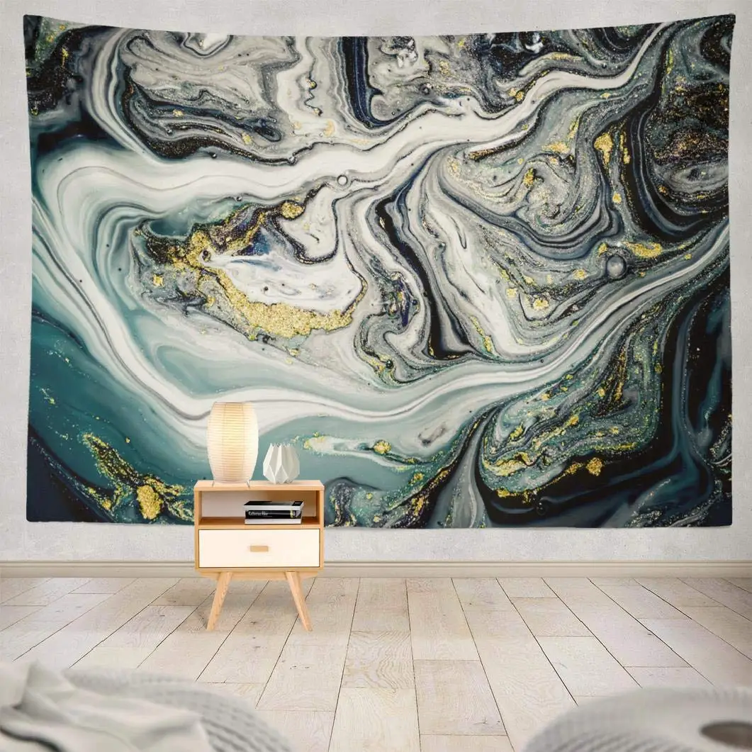 

Deep Dark Ocean Art Natural Gray Color Metallic Wall Hanging Tapestry for Bedroom Living