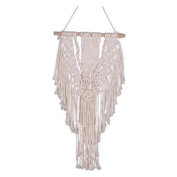 

Wall Hanging Macrame Curtain Bohemian Hand Woven Tapestry Perfect Door Curtain Macrame for Bedroom Decoration 50 x 51cm