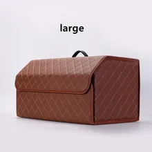  Car Organizer Storage Box Cars Trunk Interior Multi Function Portable Foldable Waterproof Storage Bag With Lid Leather Pu 